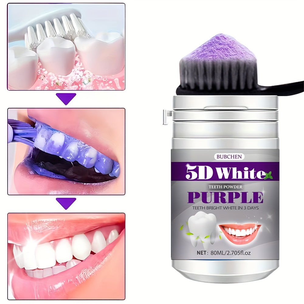Bubchen Purple Teeth Whitening Powder, 2.71oz - Hypoallergenic, No Power Needed, Daily & Travel-Friendly Oral Hygiene Freshener for Brighter Smile in 7 Days, Essential Personal Care, BUBCHEN